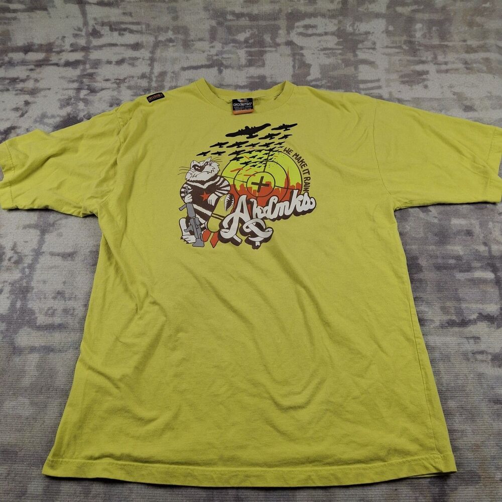 Vintage Akademiks Graphic T Shirt Mens 3XL Y2K Lime Green Hip Hop Tee Make It...